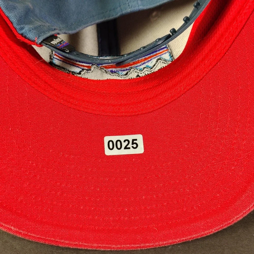 Patagonia Hat Cap Snap Back One Size Blue Red White Cotton Fitz Roy Logo